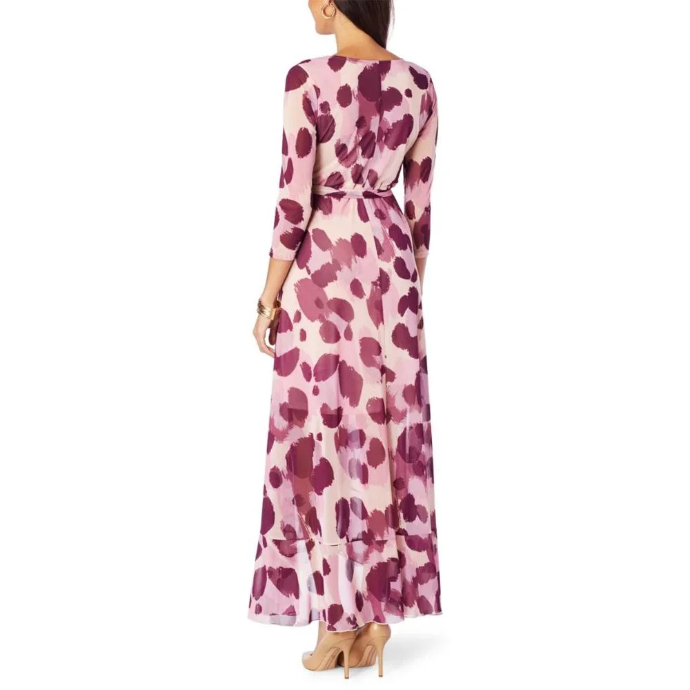 G by Giuliana Pink Animal Print Tulip-Hem Mesh Knit Maxi Dress - Picture 2 of 3